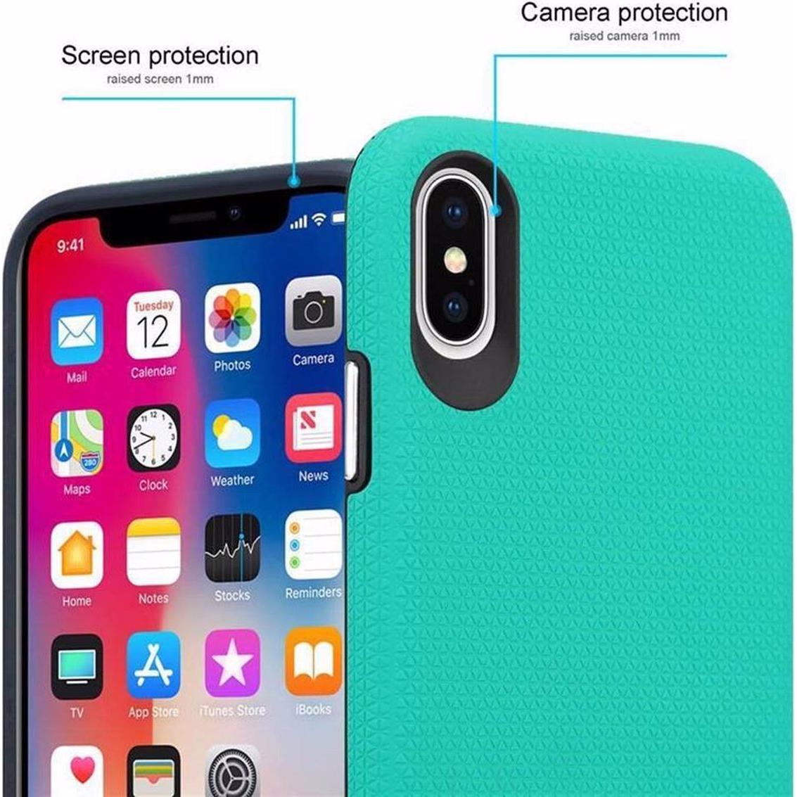 Thumbnail - Cadorabo Hybrid Triangle Cover (Apple iPhone XS, Apple iPhone X), Smartphone Hülle, Türkis