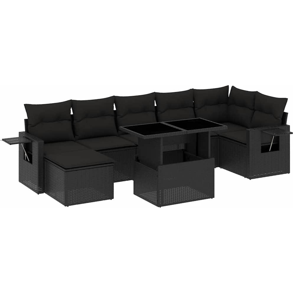 VidaXL, Gartenlounge, Gartenmöbel Sofa Garnitur Sitzgruppe Lounge 8-tlg. Schwarz Poly Rattan