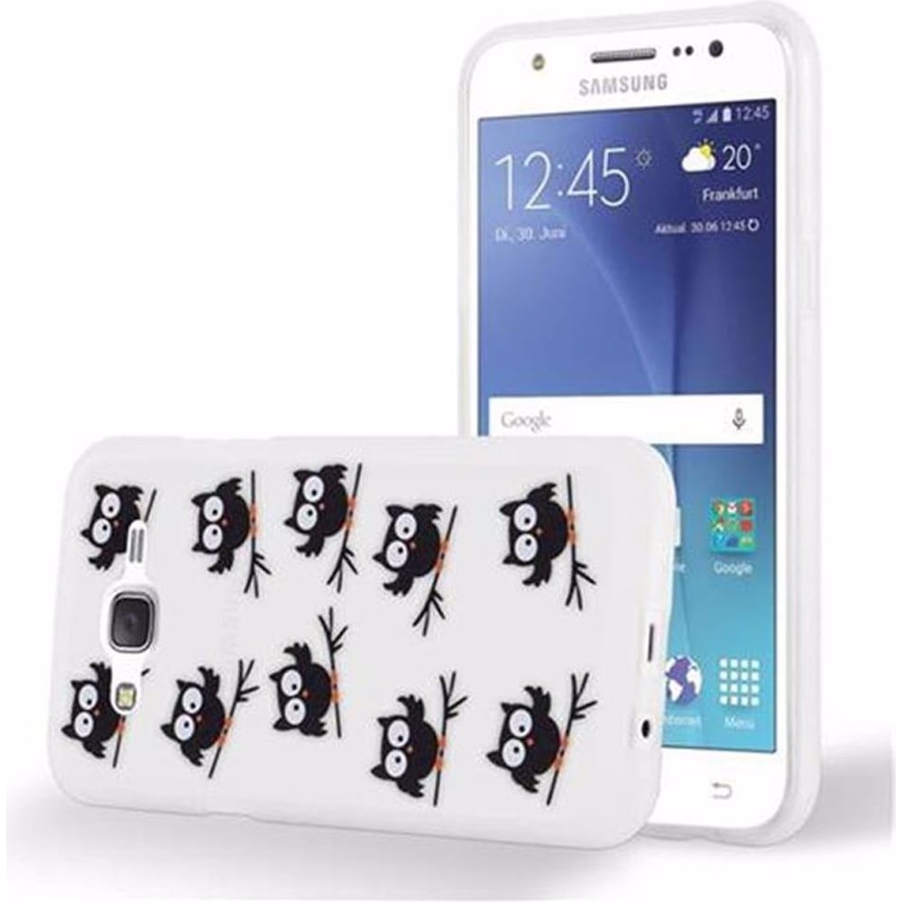 Cadorabo TPU mit Aufdruck Cover (Samsung Galaxy J5 (2015)), Smartphone Hülle, Weiss