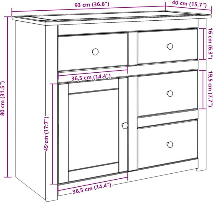 Image du produit vidaXL Sideboard (93 x 40 x 80 cm)