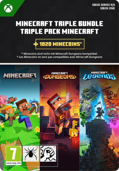 Produktbild Microsoft Xbox Minecraft Triple Bundle Xbox Download Code (Xbox One S, Xbox Series X)