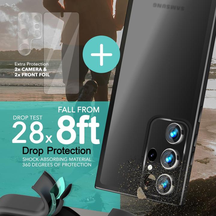 Immagine prodotto Nalia Cover ibrida semitrasparente con 2x vetro di protezione del display e 2x vetro della fotocamera (Samsung Galaxy S23 Ultra)