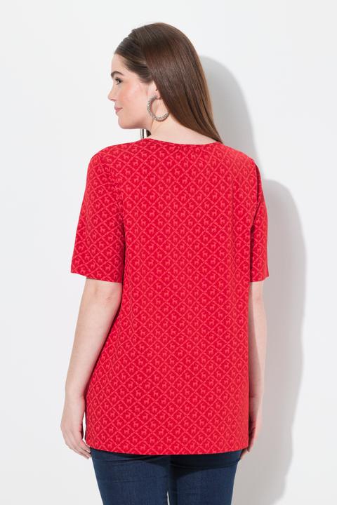 Image du produit Ulla Popken T-Shirt, Trachtenmuster, A-Linie, V-Ausschnitt, Halbarm (58)