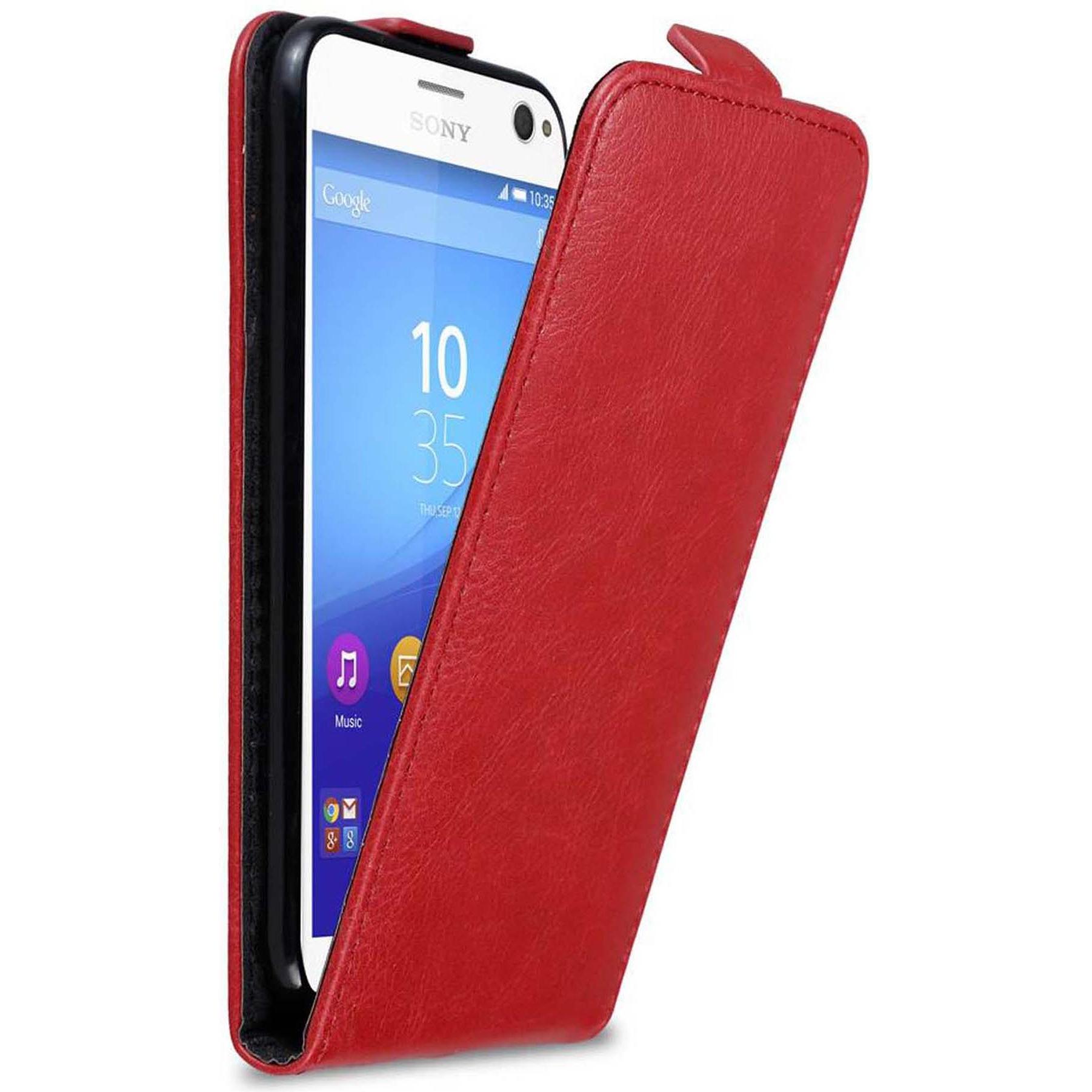 Cadorabo Flip wie Invisible Cover (Sony Xperia C4), Smartphone Hülle, Rot