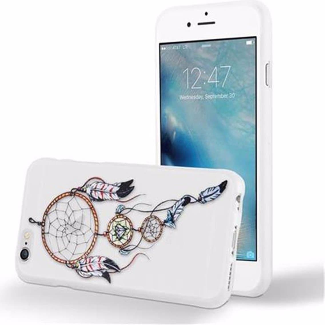 Cadorabo TPU mit Aufdruck Cover (Apple iPhone 6), Smartphone Hülle, Weiss