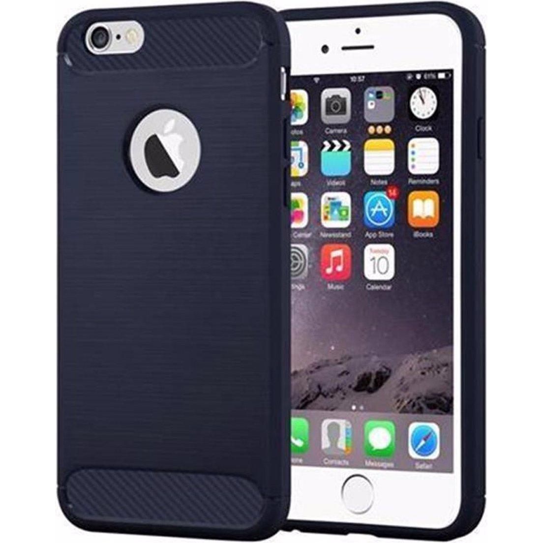 Cadorabo TPU Ultra Slim carbon edelstahl Kombi Cover (Apple iPhone 6s Plus, Apple iPhone 6 Plus), Smartphone Hülle, Blau