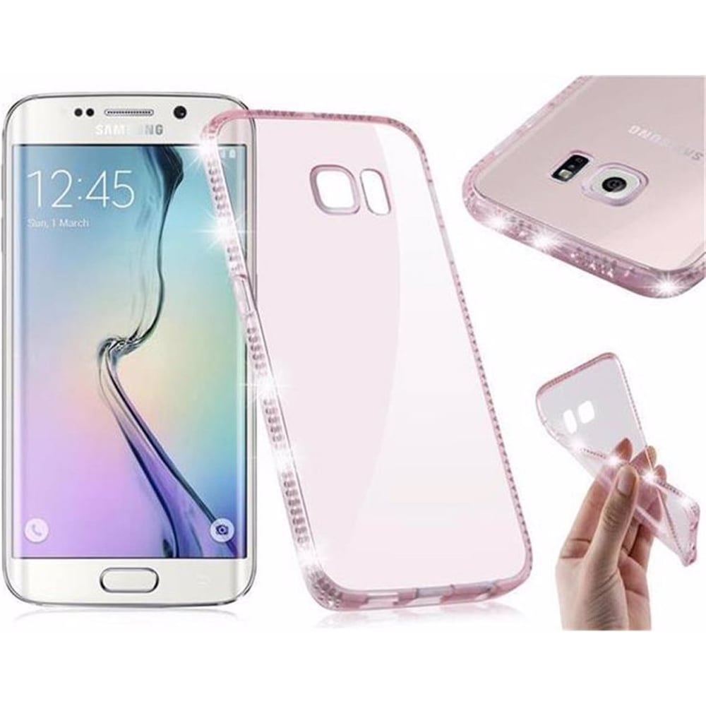 Cadorabo TPU Ultra Slim Strass Cover (Samsung Galaxy S6 Edge), Smartphone Hülle, Rosa