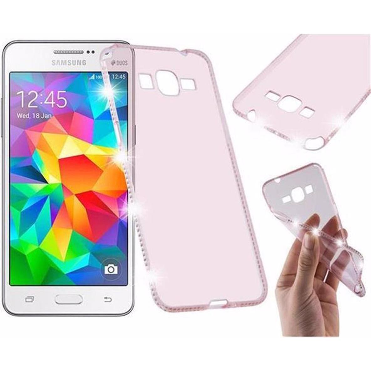 Thumbnail - Cadorabo TPU Ultra Slim Strass Cover (Samsung Galaxy Grand Prime), Smartphone Hülle, Rosa