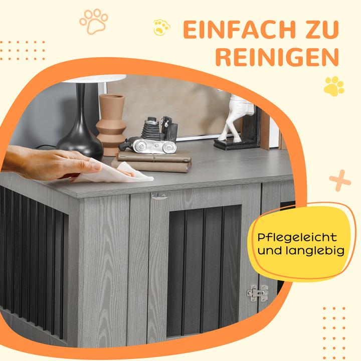 Actual product image PawHut Hundekäfig Spanplatte, Stahl Grau (Dog kennel)