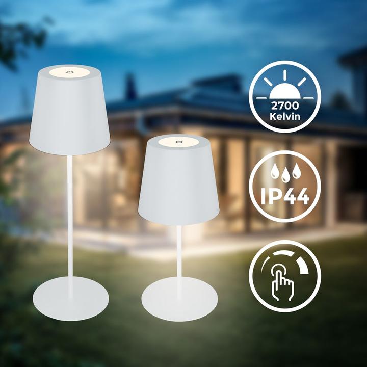 Produktbild B.K.Licht LED Akku Tischleuchte, IP44, 2,5W, weiss (200 lm)