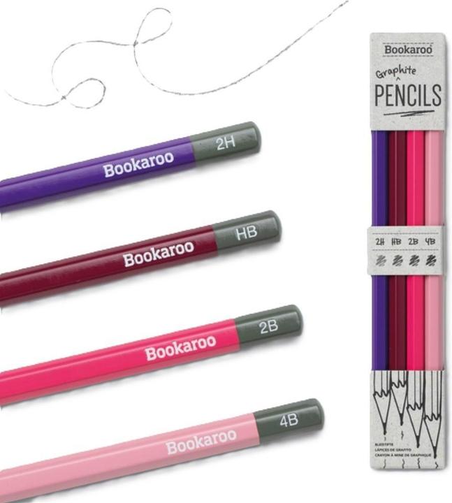 IF Bookaroo Bleistifte - Rosa (4 Stück) (2H, 2B, 4B, HB, 4 x)