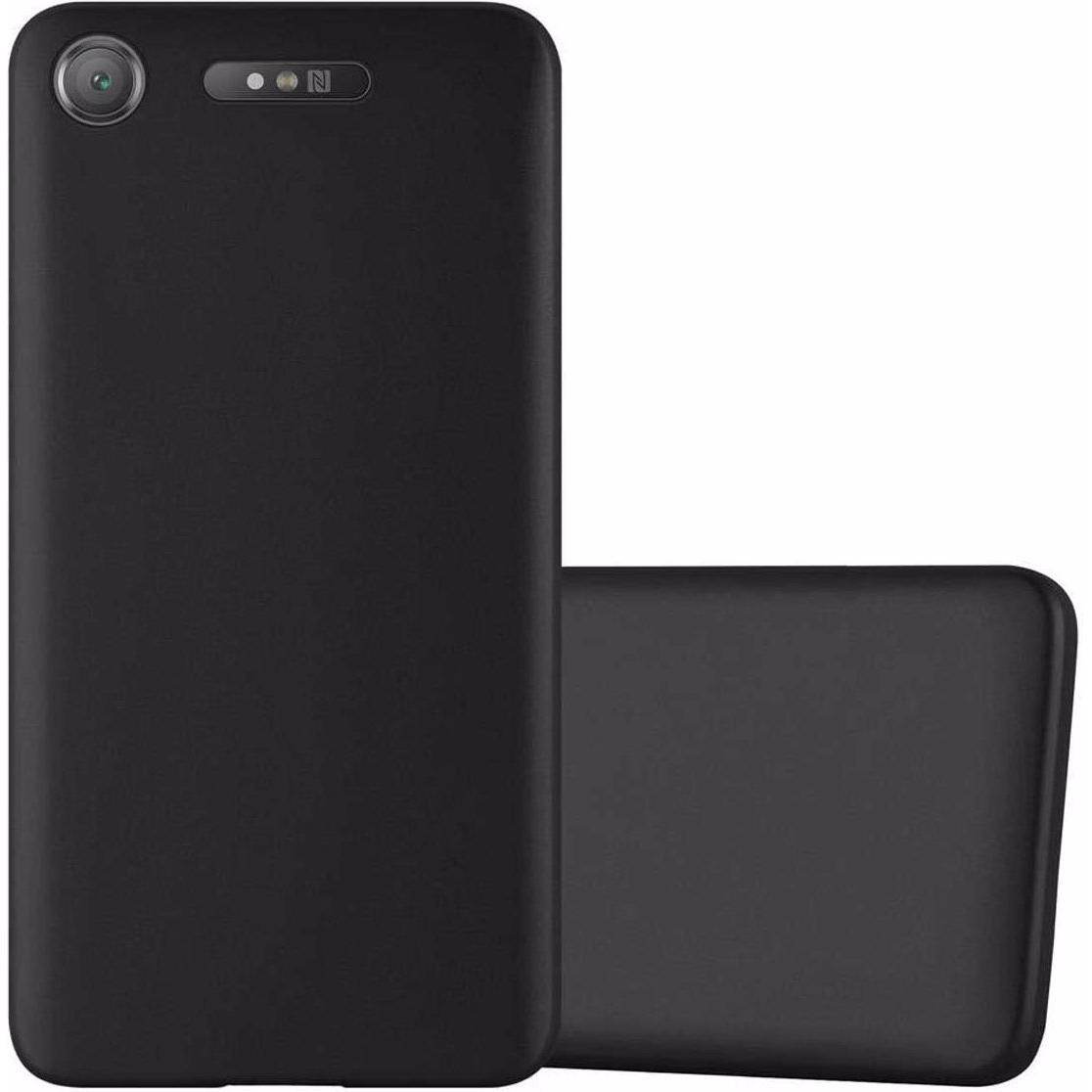 Cadorabo TPU Matt Metallic Cover (Sony Xperia XZ1), Smartphone Hülle, Schwarz