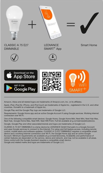 Produktbild Ledvance Smart+ Wifi Classic (E27, 1055 lm, 1 x)