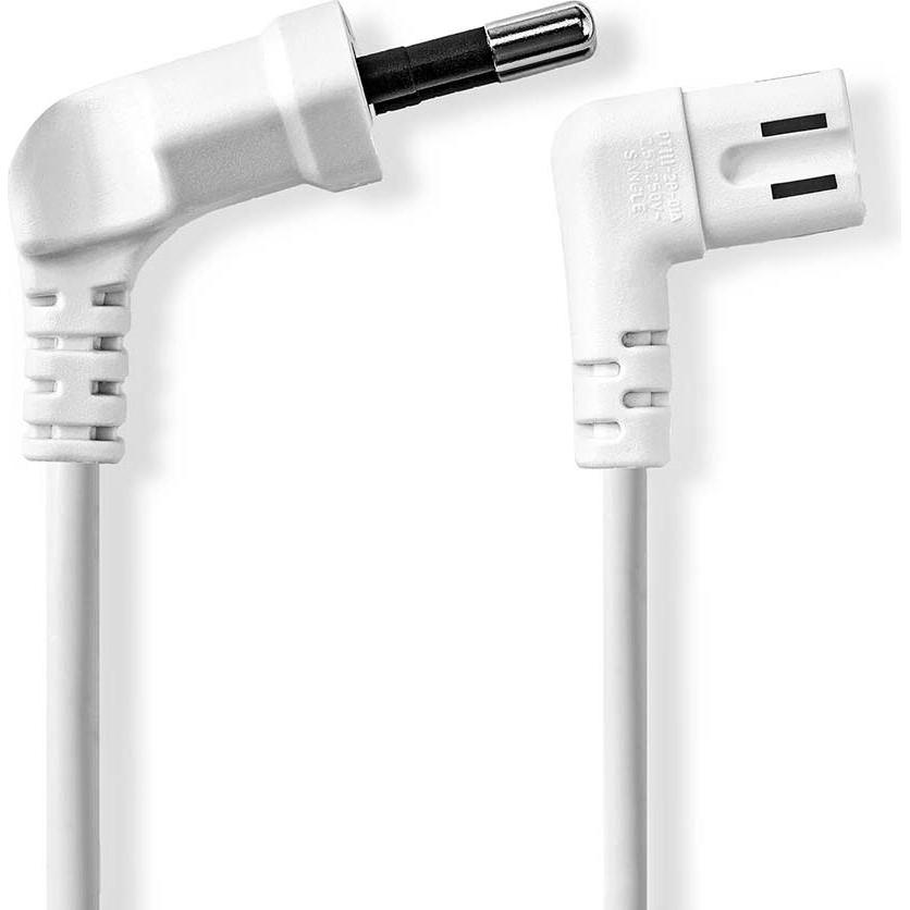 Nedis Stromkabel - Euro Männlich - IEC-320-C7 - Abgewinkelt - Links abgewinkelt - Vernickelt - 2.00 (2 m), Stromkabel
