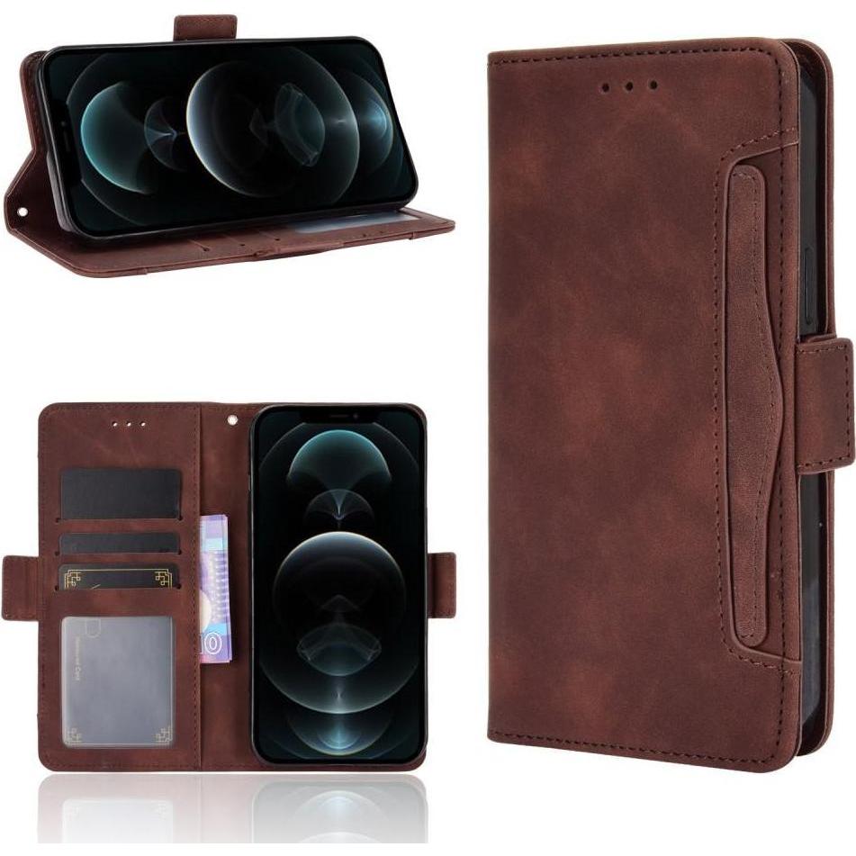 Thumbnail - Cover-Discount iPhone 13 Pro - Etui mit vielen Kartenfächer braun (Apple iPhone 13 Pro), Smartphone Hülle, Braun