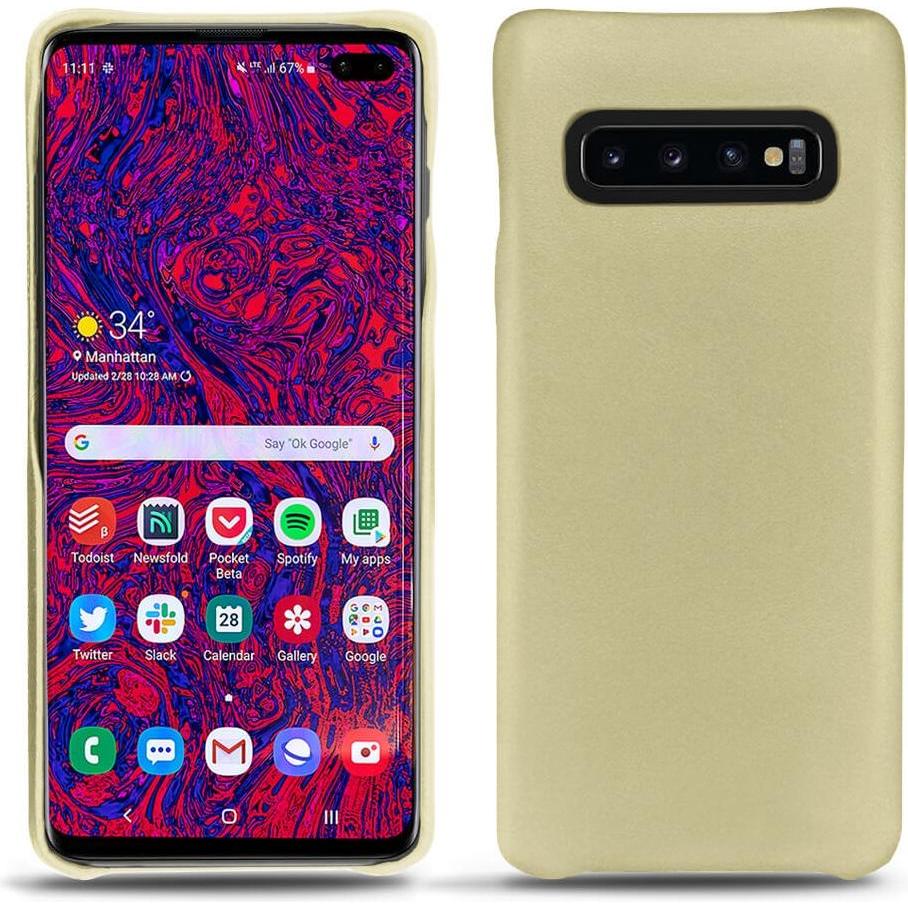 Noreve Lederschutzhülle (Samsung Galaxy S10+), Smartphone Hülle, Beige