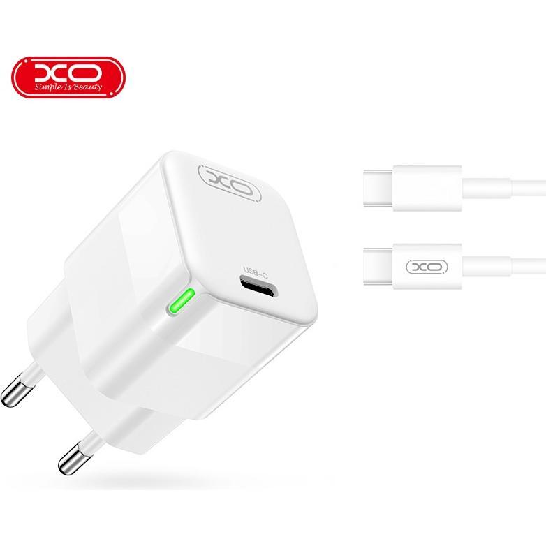 xO Wandladegerät CE06 PD 30W 1x USB-C weiss + USB-C - USB-C Kabel (30 W), USB Ladegerät, Weiss