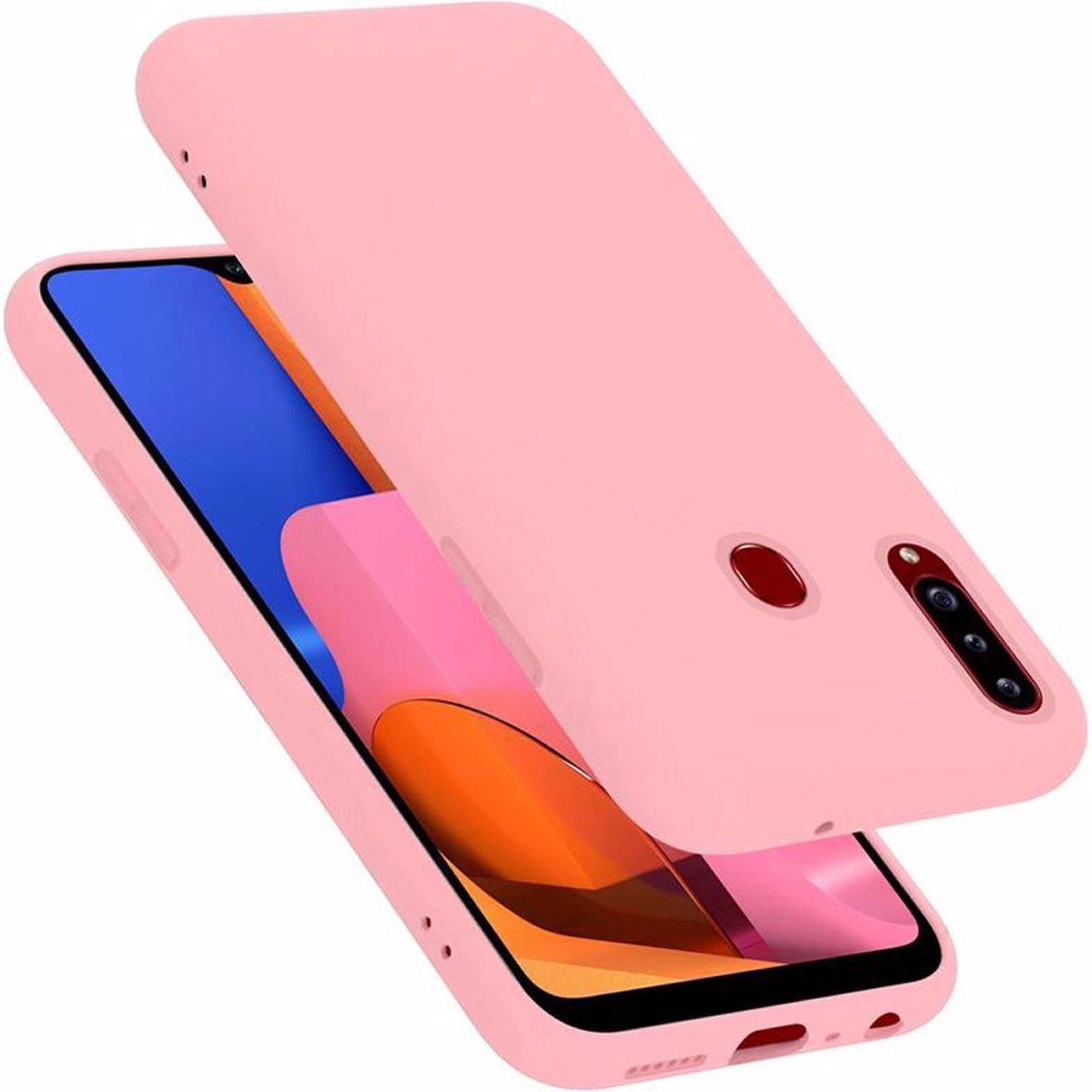 Cadorabo TPU Liquid Silicone Case Cover (Samsung Galaxy A20s), Smartphone Hülle, Rosa