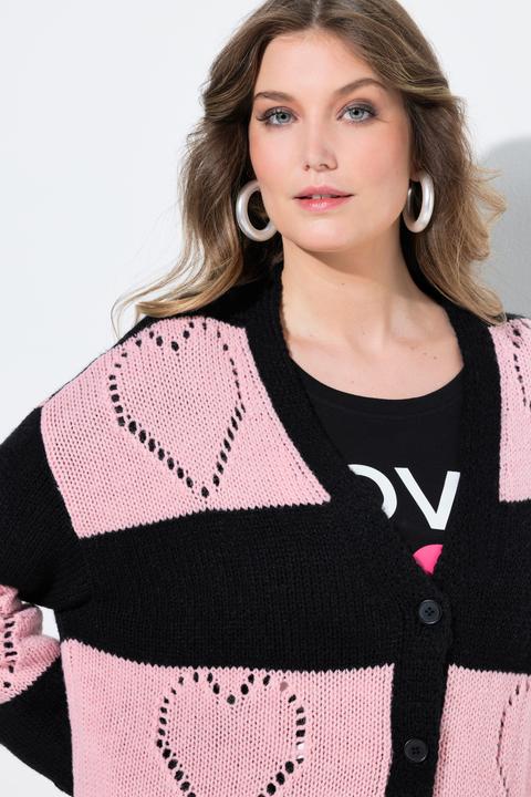 Produktbild Miamoda Strickjacke, Regular Fit, Blockstreifen, Herz-Muster (54)