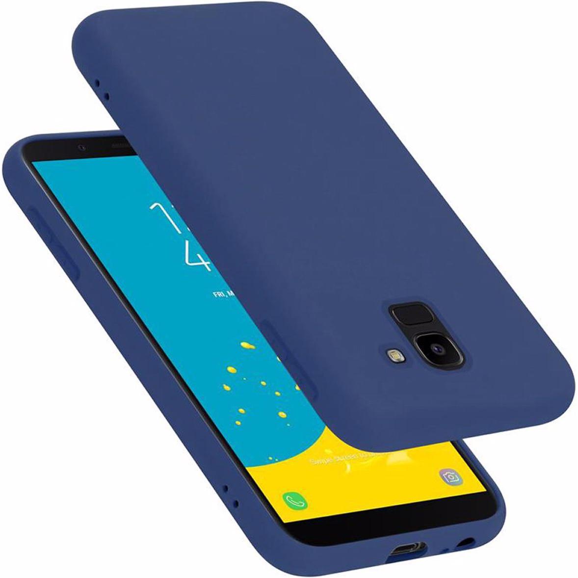 Cadorabo TPU Liquid Silicone Case Cover (Samsung Galaxy J6 (2018)), Smartphone Hülle, Blau