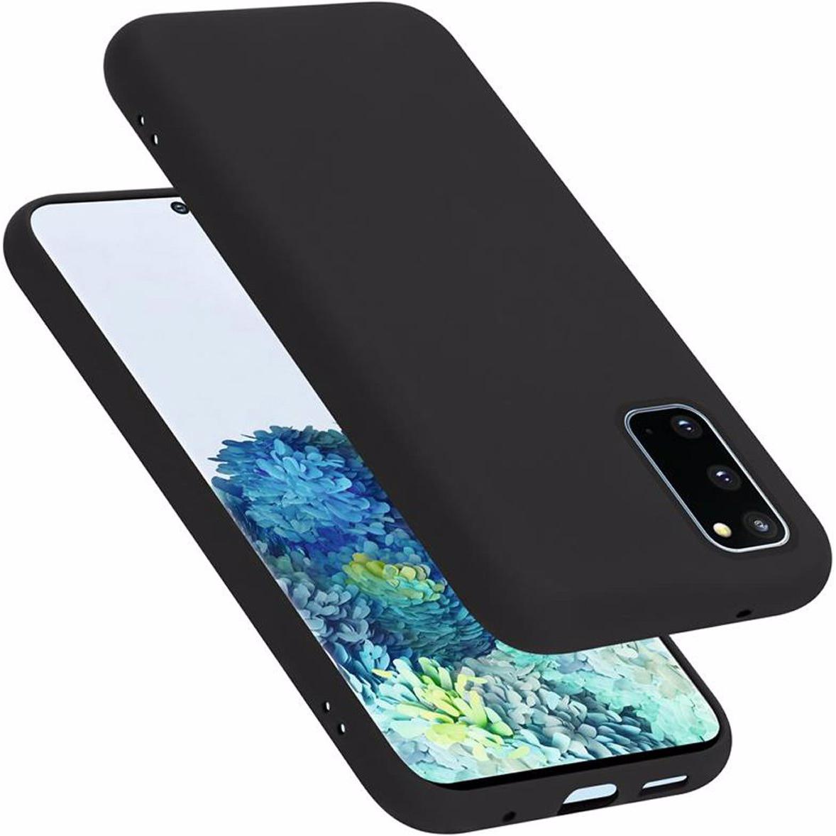 Cadorabo TPU Liquid Silicone Case Cover (Samsung Galaxy S20+), Smartphone Hülle, Schwarz