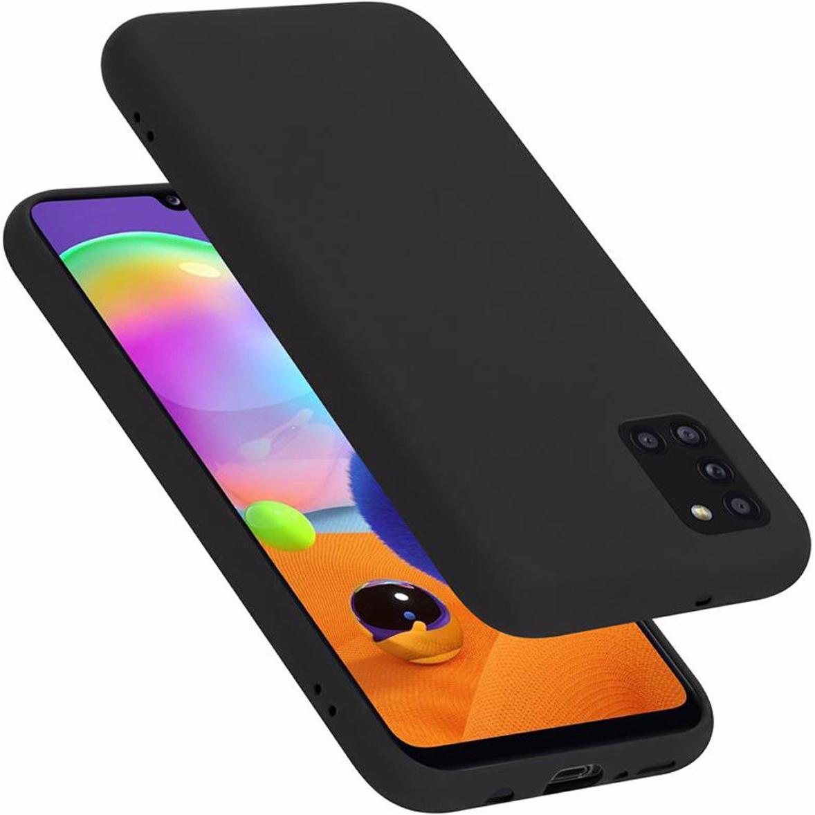 Cadorabo TPU Liquid Silicone Case Cover (Samsung Galaxy A31), Smartphone Hülle, Schwarz