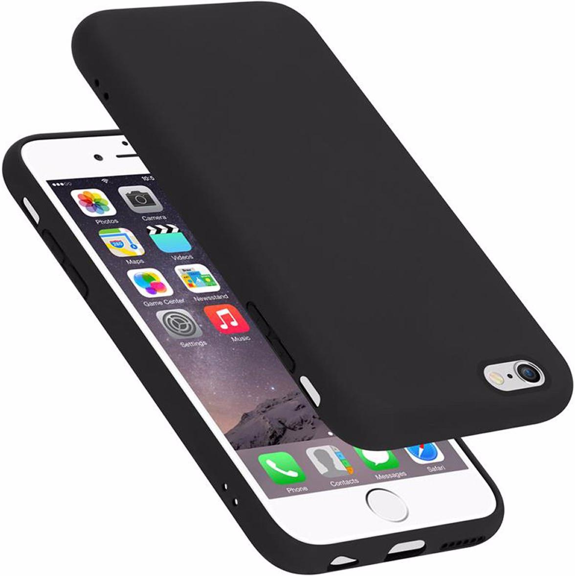 Cadorabo TPU Liquid Silicone Case Cover (Apple iPhone 6), Smartphone Hülle, Schwarz