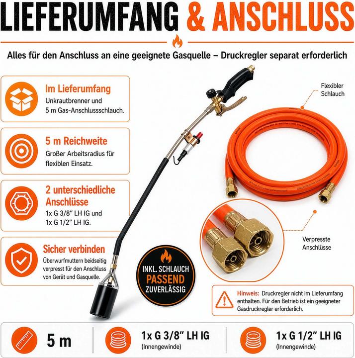 Produktbild Wiltec Unkrautbrenner Piezo Zünder bis 1850°C Abflammgerät Unkrautvernichter
