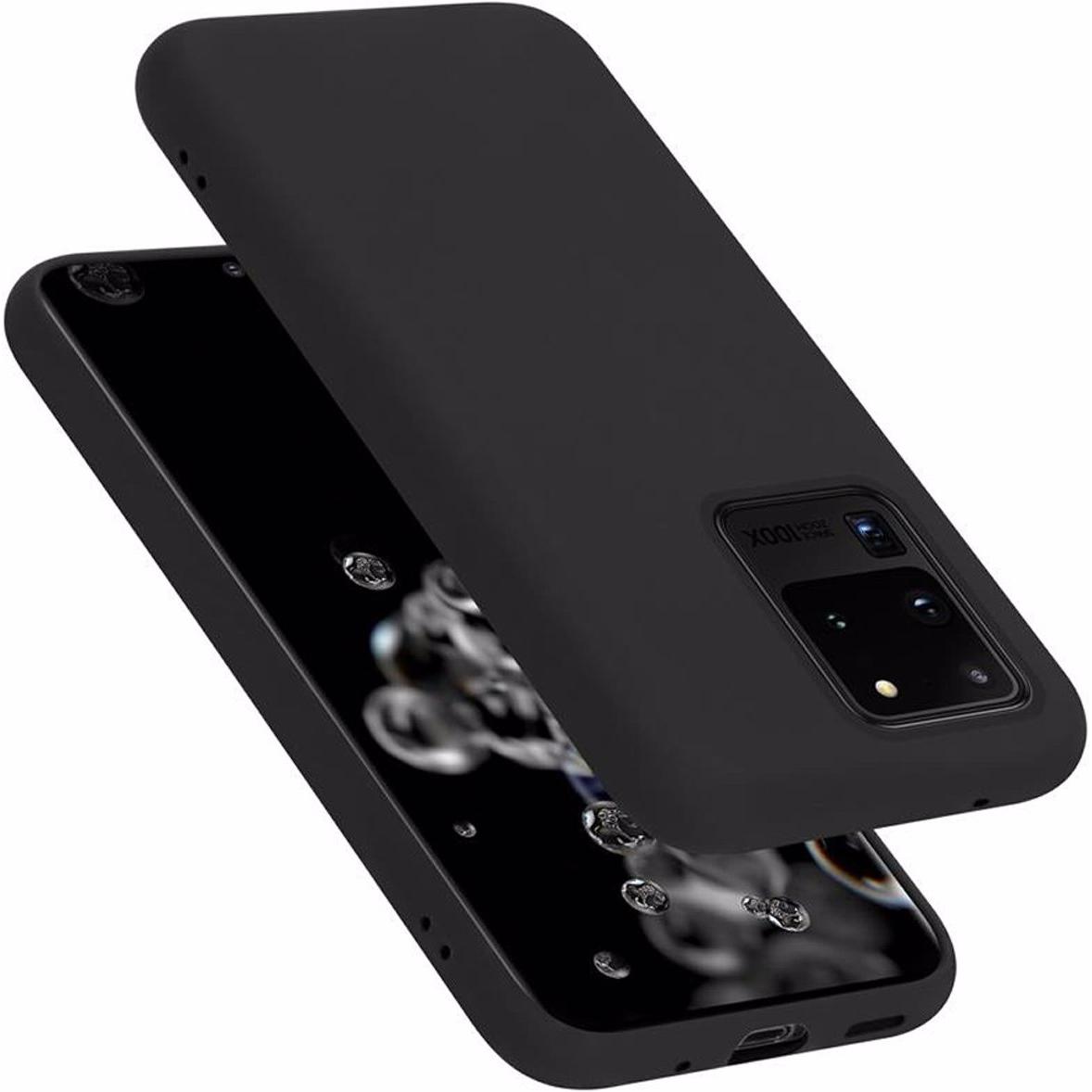 Cadorabo TPU Liquid Silicone Case Cover (Samsung Galaxy S20 Ultra), Smartphone Hülle, Schwarz