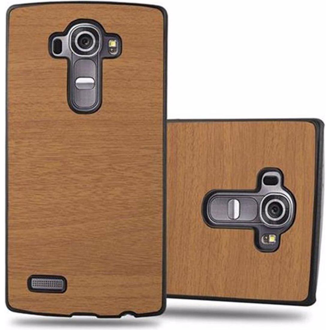 Cadorabo Hard Cover Woody Cover (LG G4, Motorola Moto G4 Plus), Smartphone Hülle, Braun