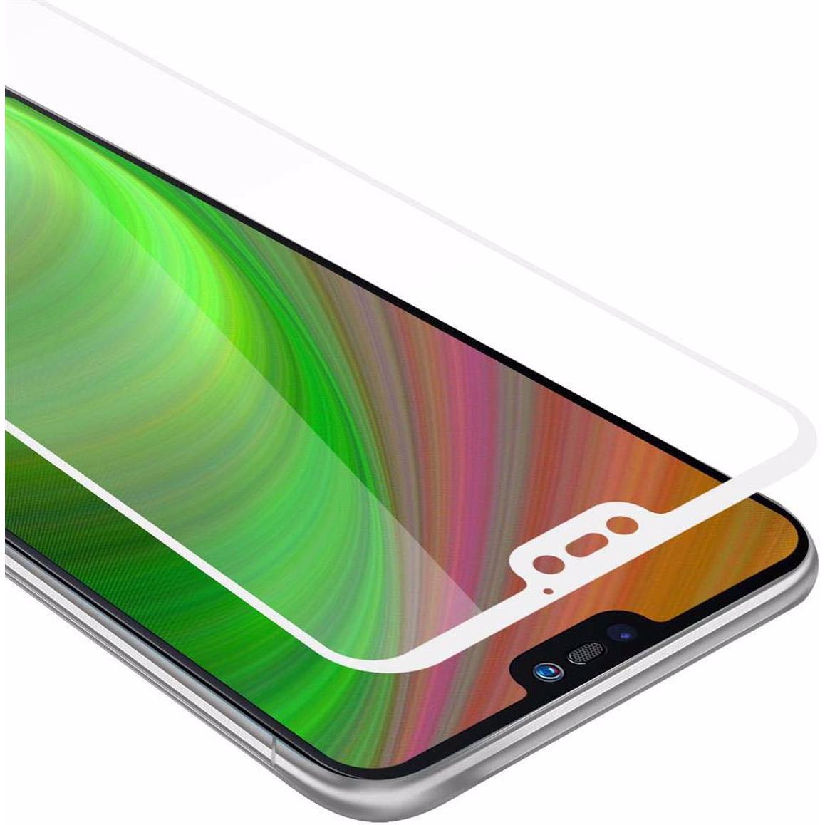 Cadorabo Vollbild Displayschutzglas (1 Stück, Huawei P20 Lite), Smartphone Schutzfolie, Weiss