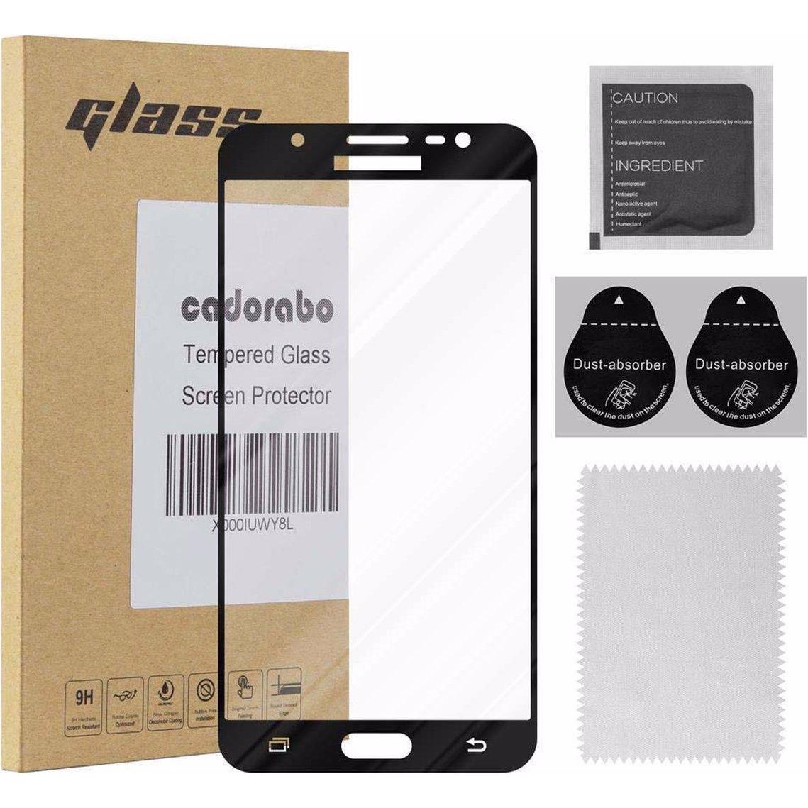 Cadorabo Vollbild Displayschutzglas (1 Stück, Samsung Galaxy J7 2016), Smartphone Schutzfolie, Schwarz