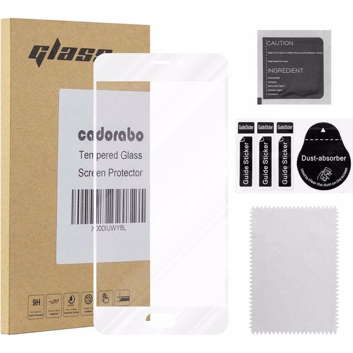 Cadorabo Vollbild Displayschutzglas (1 Stück, Meizu M6), Smartphone Schutzfolie, Weiss