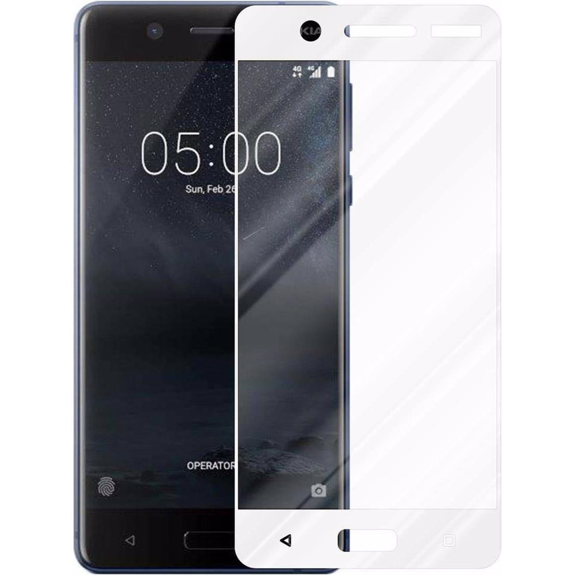 Thumbnail - Cadorabo Vollbild Displayschutzglas (1 Stück, Nokia 5), Smartphone Schutzfolie, Weiss