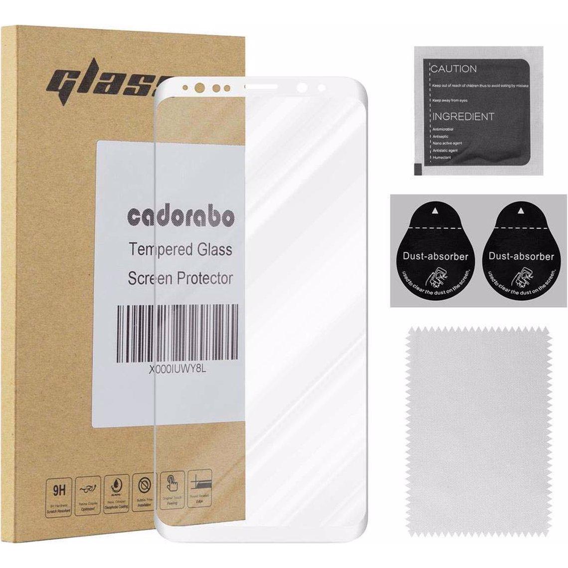 Cadorabo Vollbild Displayschutzglas (1 Stück, Samsung Galaxy S9+), Smartphone Schutzfolie, Weiss