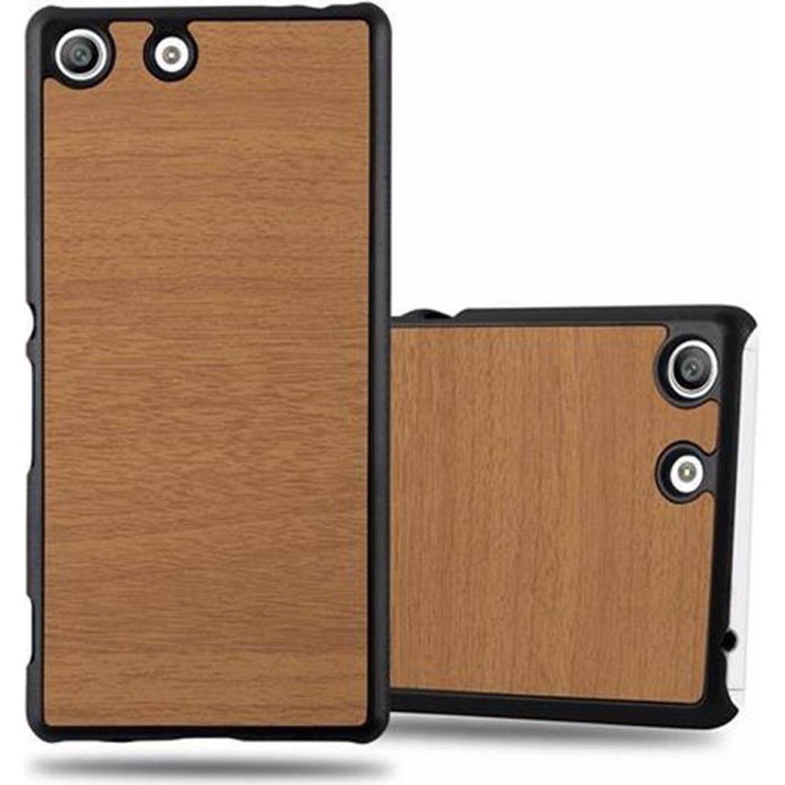 Cadorabo Hard Cover Woody Cover (Sony Xperia M5), Smartphone Hülle, Braun