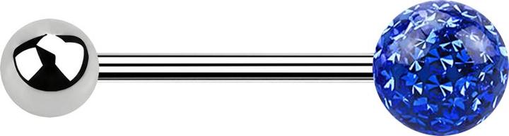 Actual product image Star Piercing Micro Barbell silber mit Kugel und Kristallkugel dunkelblau Epoxy Schutzschicht (without brass, Surgical steel 316L)