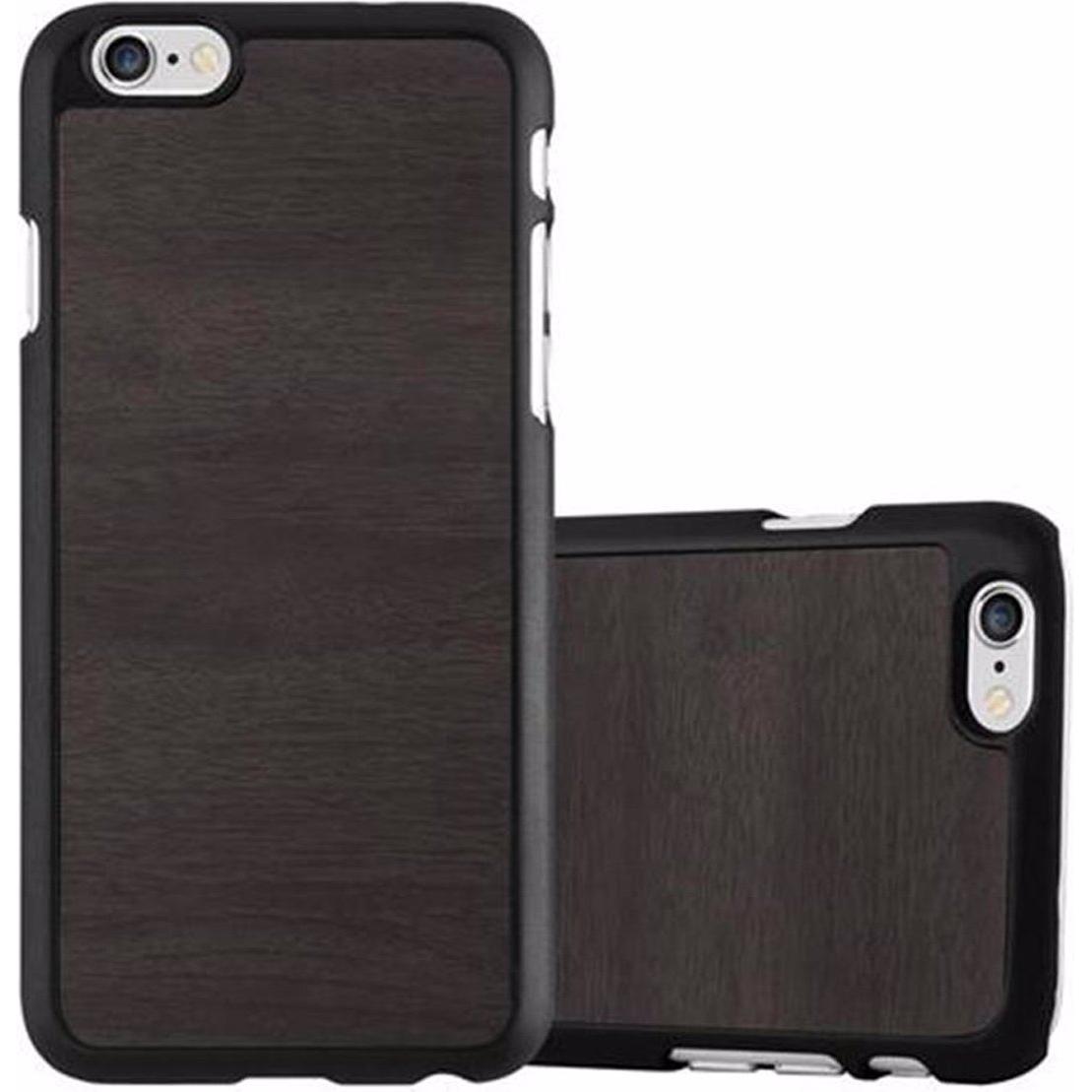 Cadorabo Hard Cover Woody Cover (Apple iPhone 6), Smartphone Hülle, Schwarz