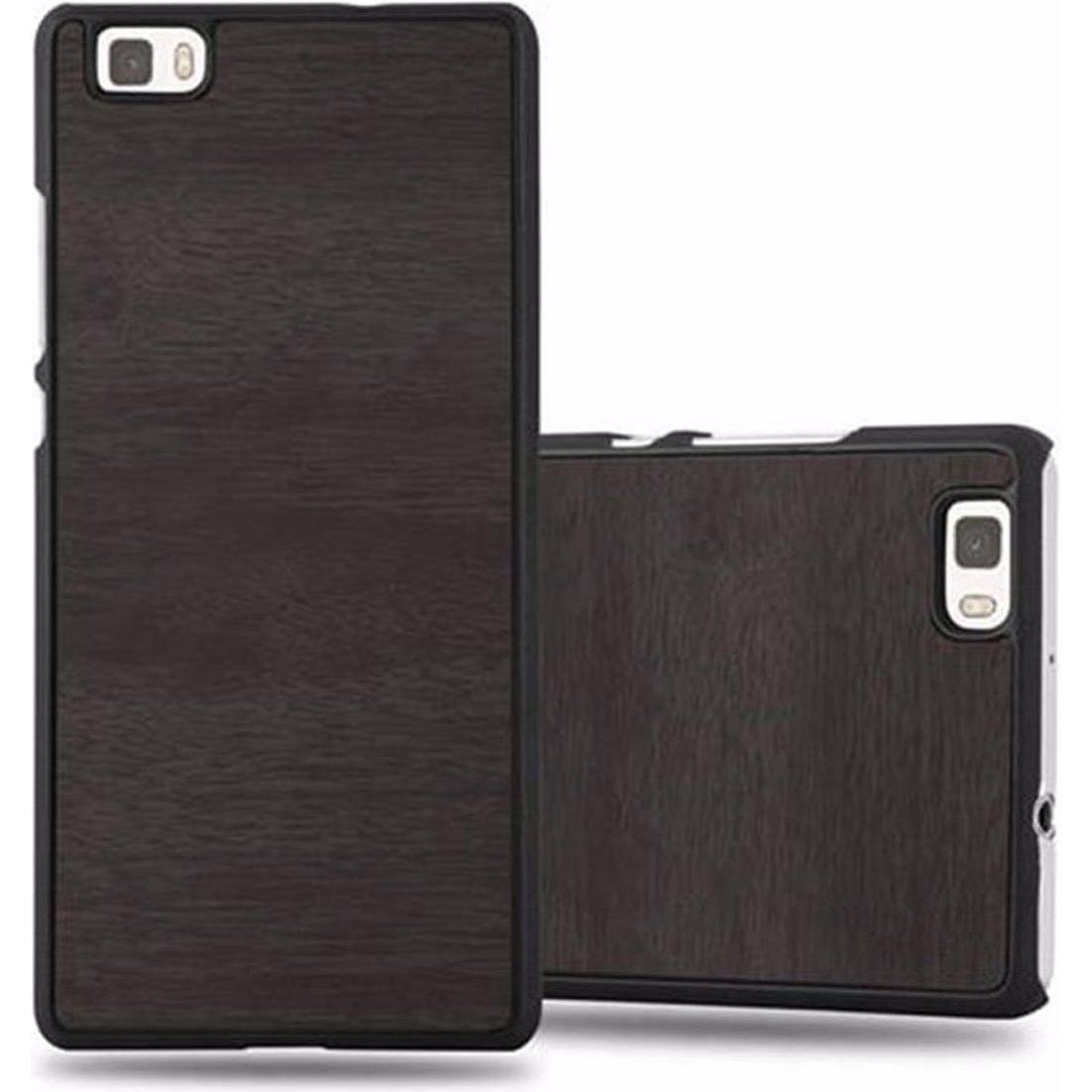 Cadorabo Hard Cover Woody Cover (Huawei P8 Lite), Smartphone Hülle, Schwarz