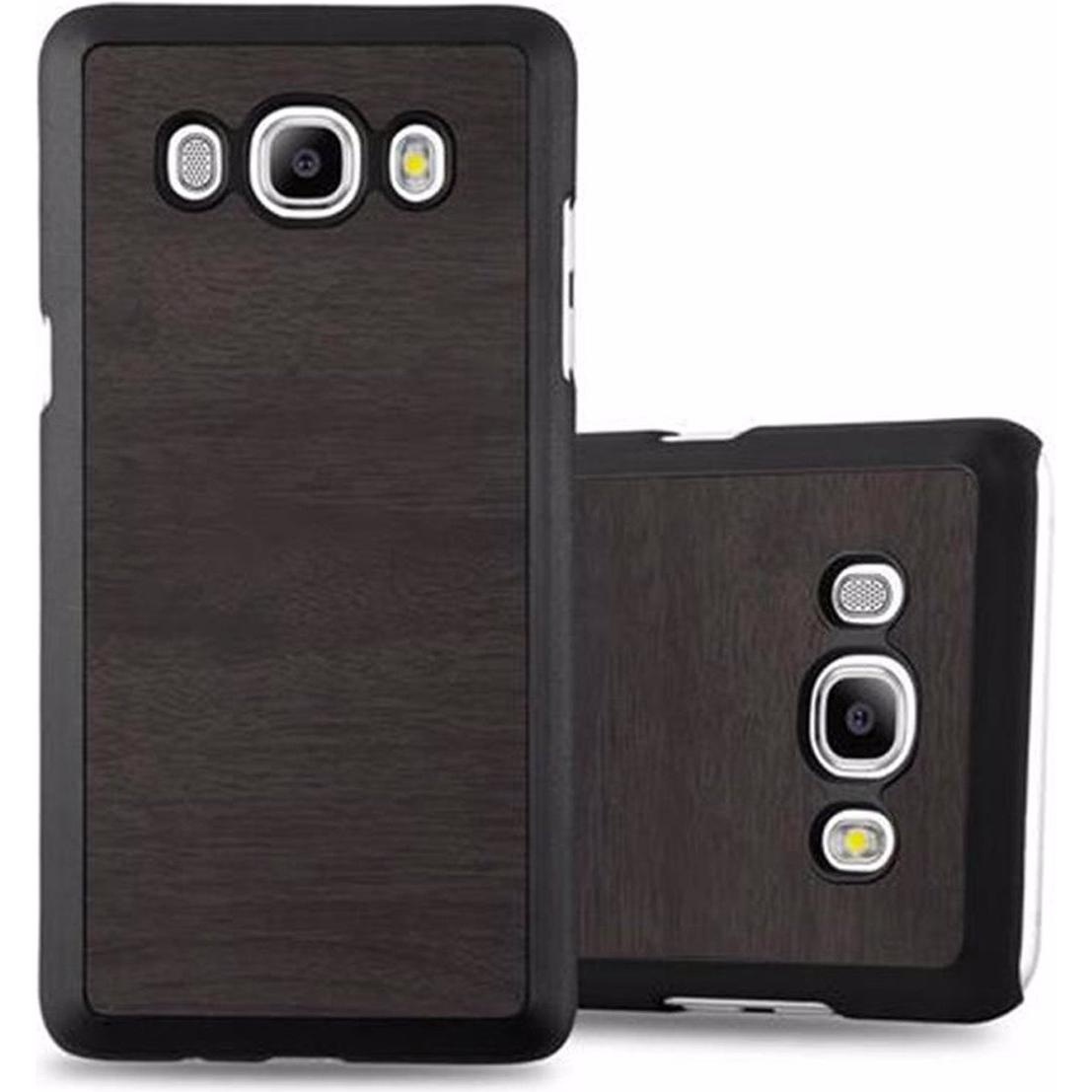 Cadorabo Hard Cover Woody Cover (Samsung Galaxy J5 (2016)), Smartphone Hülle, Schwarz