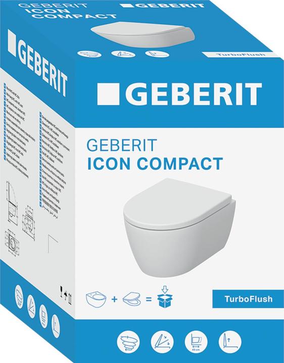 Produktbild Geberit iCon spülrandloser Wand-WC-Sitz mit Wirbelspülung, weiss glänzend