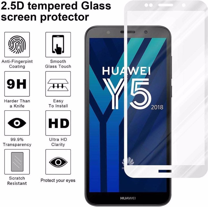 Image du produit Cadorabo Verre de protection d'écran plein écran (1 pièce(s), Huawei Y5 (2018), Huawei Y5 Prime 2018)