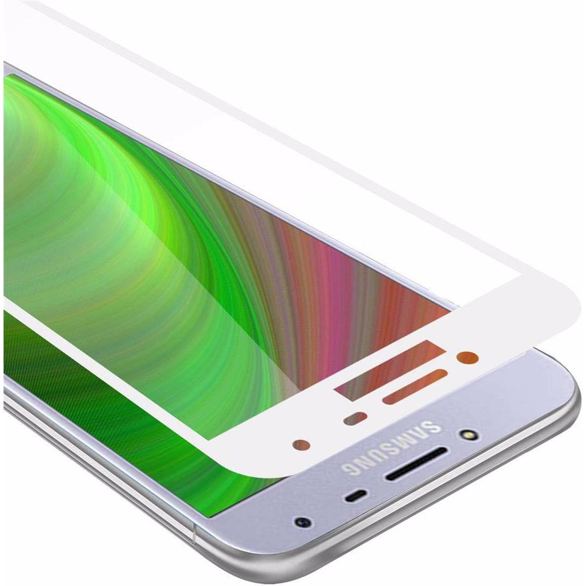 Cadorabo Vollbild Displayschutzglas (1 Stück, Samsung Galaxy J4 (2018)), Smartphone Schutzfolie, Weiss
