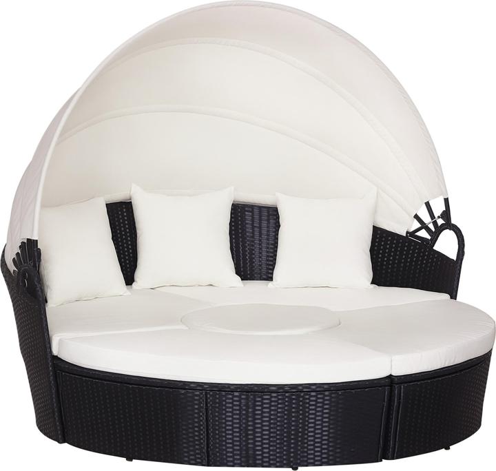 Actual product image Outsunny Gartenmöbel-Set PE-Rattan, Metall, Polyester(100% Polyester), Schaumstoff Schwarz+Creme
