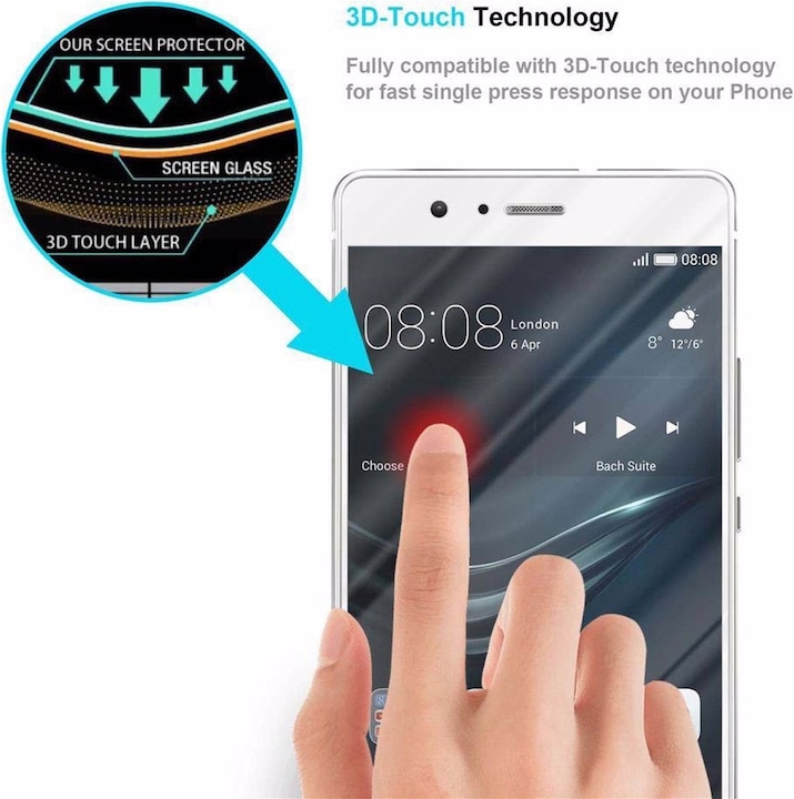 Actual product image Cadorabo Full screen display protection glass (1 Piece, Huawei G9 Lite)