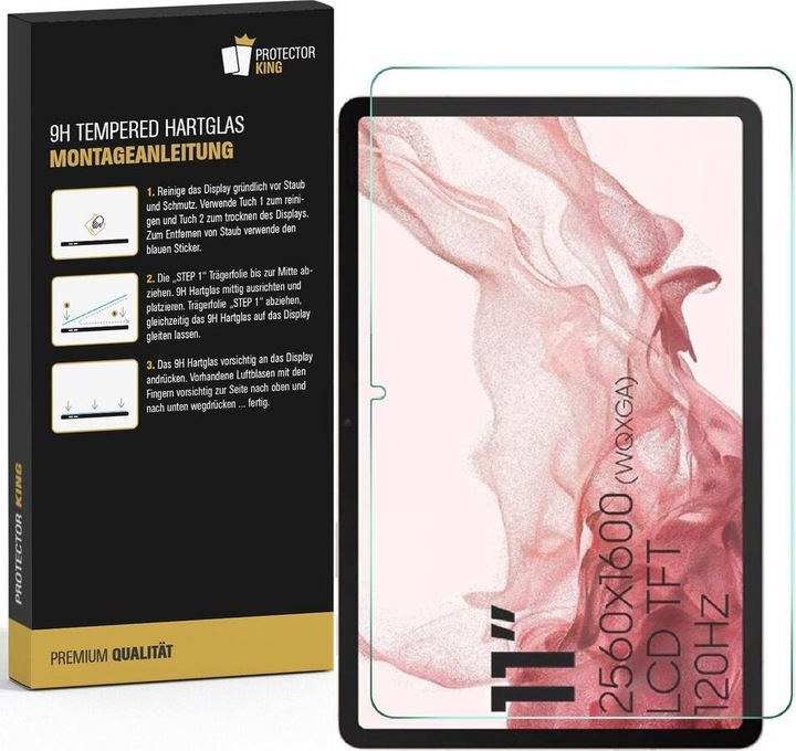 Produktbild Protectorking 3x echtes Tempered 9H Panzerhartglas 3D KLAR (3 Stück, Galaxy Tab S8)