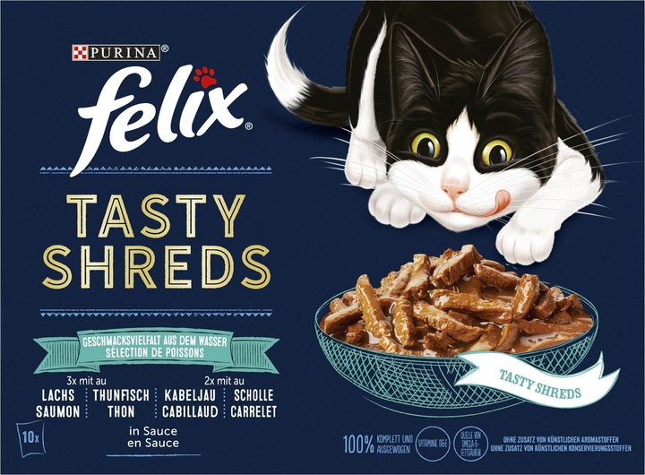 Produktbild Purina ONE FELIX TASTY SHREDS 10X80G (Adult, 10 Stk., 800 g)