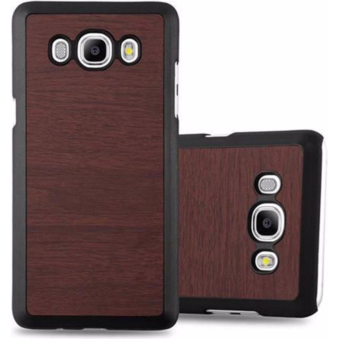 Cadorabo Hard Cover Woody Cover (Samsung Galaxy J5 (2016)), Smartphone Hülle, Braun