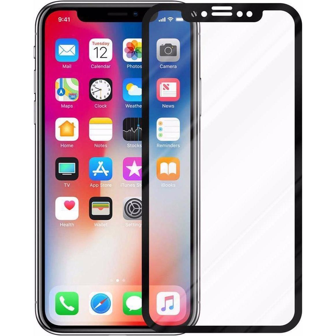 Thumbnail - Cadorabo Vollbild Displayschutzglas (1 Stück, Apple iPhone X), Smartphone Schutzfolie, Schwarz