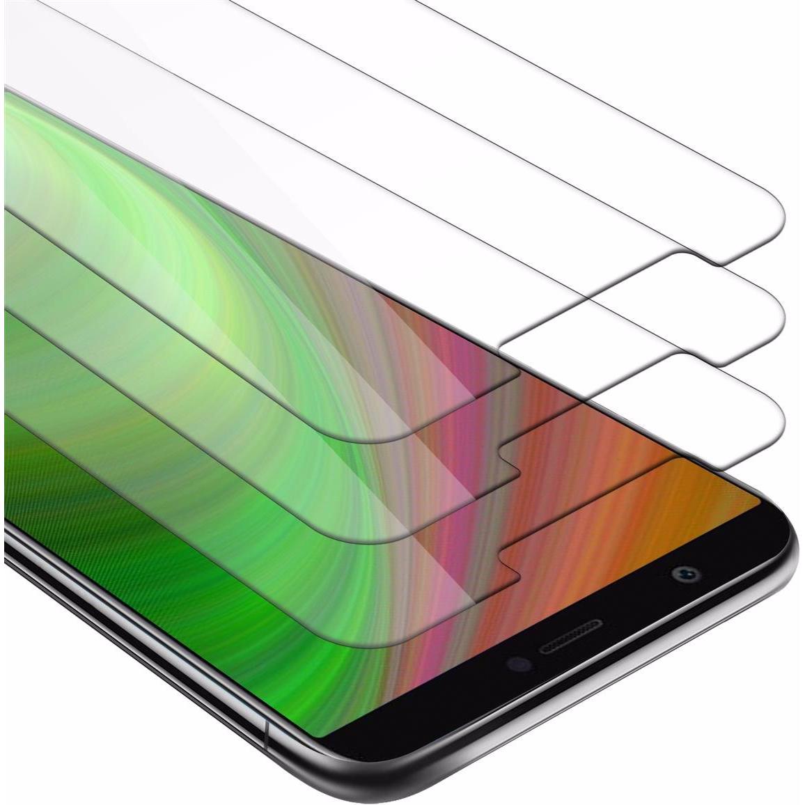 Cadorabo Displayschutzglas (3 Stück, Huawei P Smart (2018), Huawei Enjoy 7S), Smartphone Schutzfolie, Transparent